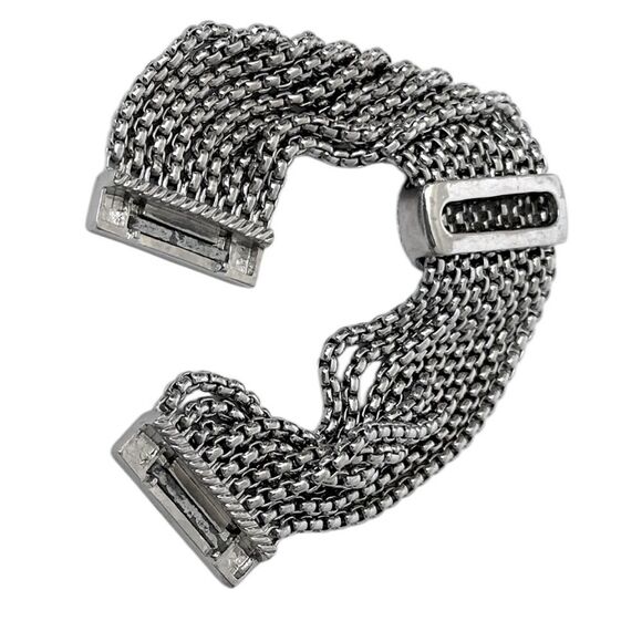 Designer Inspired Silver Tone Pave Multi Strand Bracelet Amethyst color stone - Picture 8 of 11